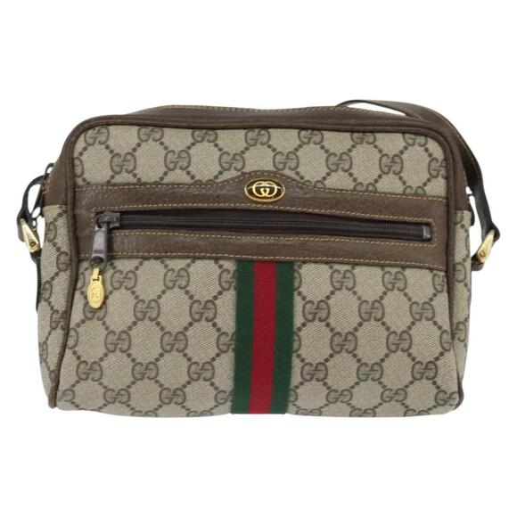 GUCCI GG Supreme Web Sherry Line Shoulder Bag PVC Beige Gold 010 378 Auth 148938 - Picture 13 of 16